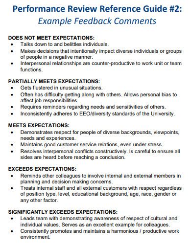 results oriented performance review phrases.